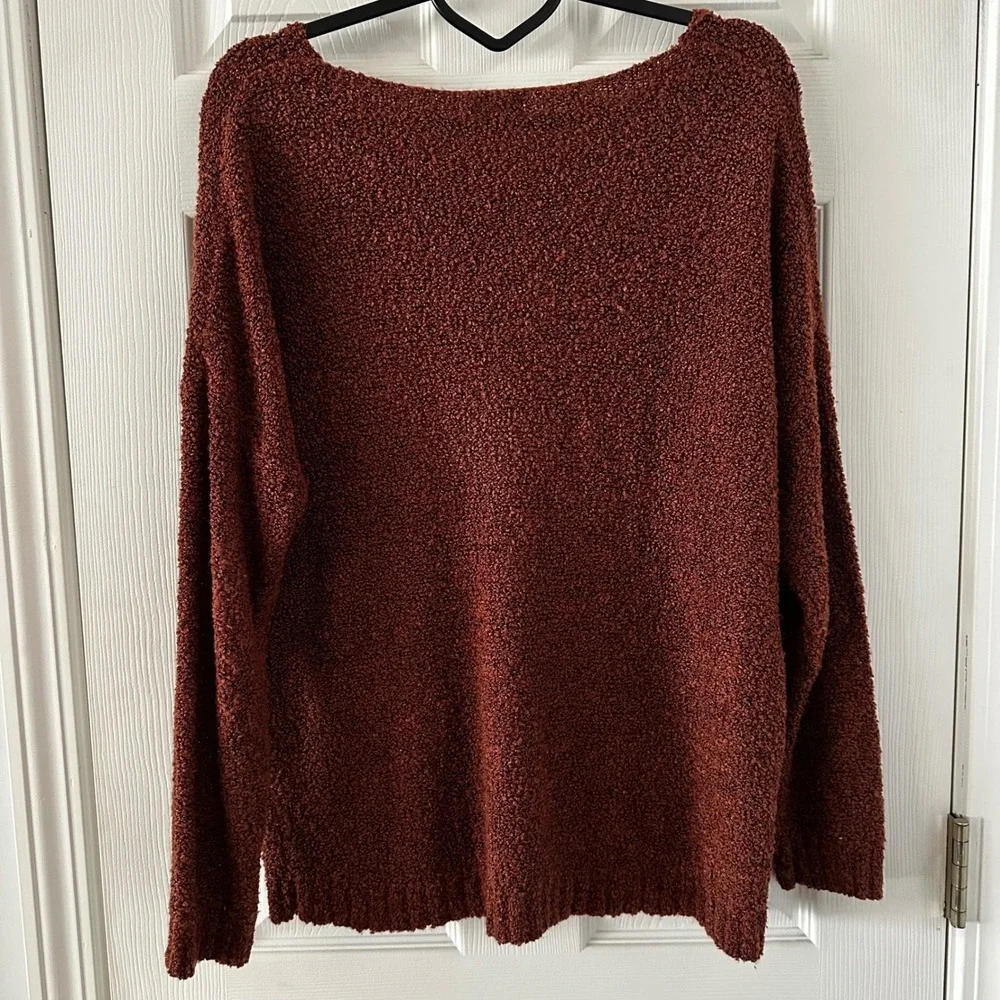 Altar'd State Women Small Medium Rust Orange Textured V Neck Long Sleeve Sweater